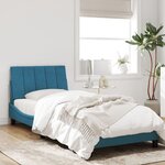 vidaXL Cadre de lit avec lumières LED bleu 90x190 cm velours