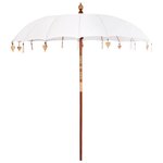 vidaXL Parasol Crème x 250 cm Coton et bois massif