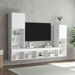 vidaXL Unités murales TV avec LED 4 Pièces blanc bois d'ingénierie