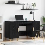 vidaXL Bureau avec porte Chêne noir 140 x 50 x 75 cm Bois d'ingénierie