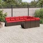 vidaXL Salon de jardin 10 Pièces avec coussins marron résine tressée