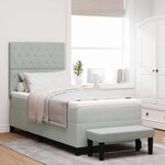 vidaXL Lit à ressorts avec matelas Gris clair 90 x 190 cm Velours