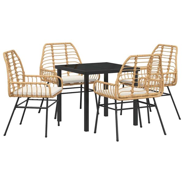 vidaXL Ensemble de salle à manger pour jardin 5 Pièces Marron polyrotin