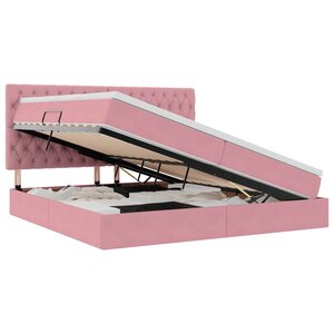 vidaXL Lit avec rangement et matelas Rose 200 x 200 cm Velours