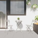 Set de bistro pliable 3 pièces beige en acier