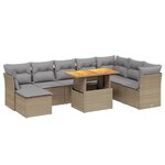 vidaXL Salon de jardin avec coussins 9 Pièces beige résine tressée