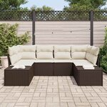 vidaXL Ensemble de canapé de jardin 6 Pièces Marron et crème Poly rotin