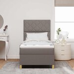 vidaXL Lit à ressorts avec matelas Taupe 100 x 200 cm tissu