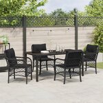 vidaXL Ensemble de Salle à Manger de Jardin 5 Pièces avec Coussins Noir en Poly Rattan