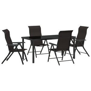 vidaXL Ensemble de Jardin 5 Pièces Noir Poly Rattan