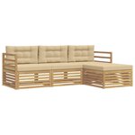 vidaXL Ensemble de canapés d'extérieur 4 pc Blanc et Beige Polyester