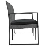 vidaXL Banc de jardin à 3 places et coussins gris foncé PP rotin