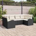 vidaXL Ensemble de canapé de jardin 6 Pièces Noir Poly rotin