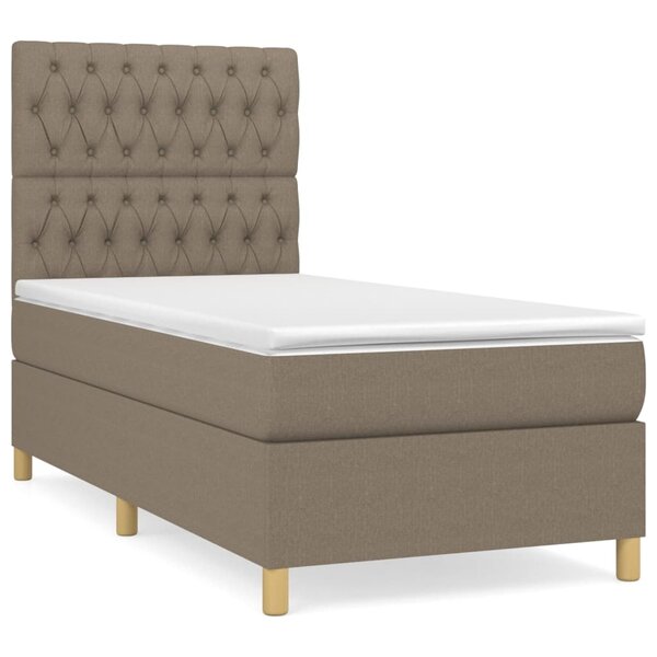 vidaXL Sommier à lattes de lit avec matelas Taupe 90x190 cm Tissu