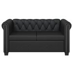 vidaXL Canapé Chesterfield à 2 places cuir synthétique noir
