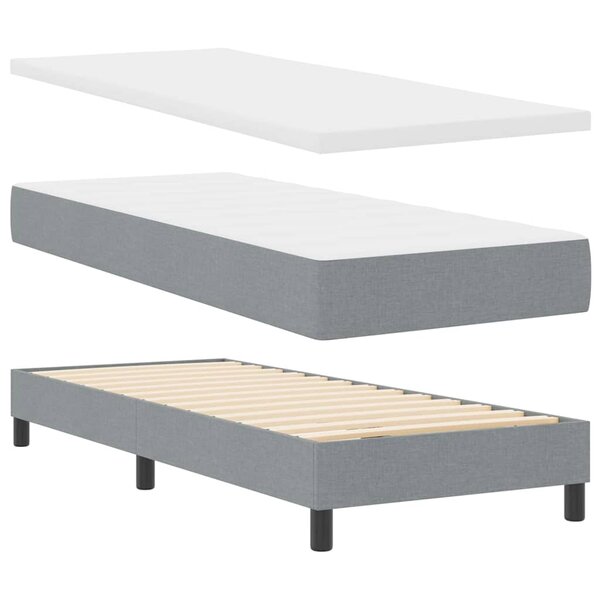 vidaXL Lit boxspring avec matelas avec matelas Gris clair 80 x 200 cm