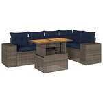 vidaXL Salon de jardin 6 Pièces avec coussins gris résine tressée