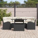 vidaXL Ensemble de canapé de jardin 7 Pièces Noir Poly Rattan