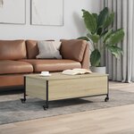 vidaXL Table basse avec roulettes chêne sonoma bois d'ingénierie