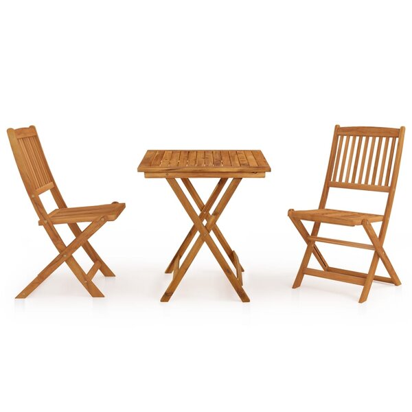 vidaXL Ensemble à manger de jardin pliable 3 Pièces Bois d'acacia solide