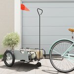 vidaXL Remorque de vélo gris tissu oxford et fer