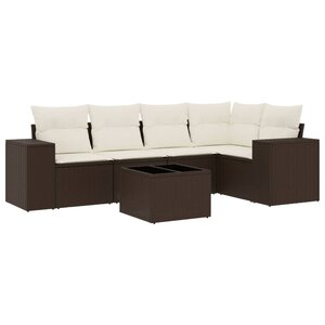 vidaXL Salon de jardin avec coussins 6 Pièces marron résine tressée