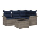 vidaXL Ensemble de canapé de jardin avec stockage 5 Pièces Gris polyrotin