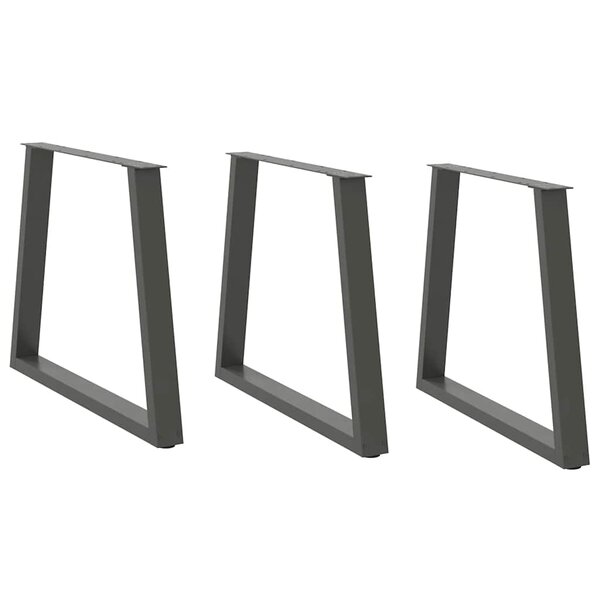 vidaXL Pieds de table à manger en V 3 pièces Anthracite 70 x (72-73 3) cm Acier