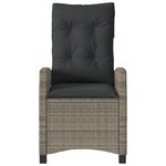 vidaXL Chaises inclinables de jardin lot de 2 et coussins gris rotin