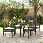 vidaXL Ensemble de salle à manger de jardin 5 pièces avec coussins Noir Poly Rattan
