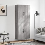 vidaXL Buffet haut Sonoma gris 69 5x34x180 cm Bois d'ingénierie