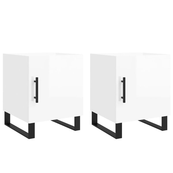 vidaXL Tables de chevet 2 Pièces blanc brillant 40x40x50 cm