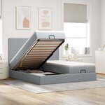 VidaXL Cadre de lit ottoman et matelas gris clair 200x200cm tissu