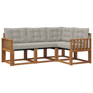 vidaXL Ensemble de canapés d'extérieur 4 pc Gris Naturel et Clair