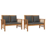 vidaXL Salon de jardin avec coussins 5 Pièces Bois d'acacia solide