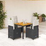 vidaXL Ensemble de bistro de jardin 5 Pièces coussins noir poly rotin
