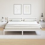 Lit vidaXL avec tête de lit Blanc 180x210 cm en Bois Massif de Pin