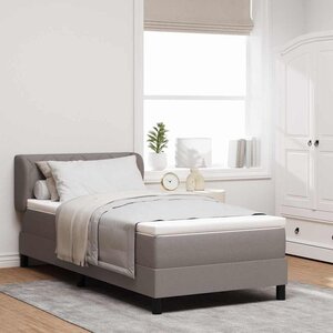 vidaXL Lit à ressorts avec matelas Taupe 90 x 200 cm tissu