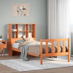 vidaXL Lit bibliothèque sans matelas cire marron 75x190 cm bois massif
