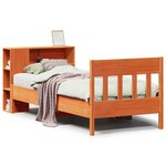 vidaXL Lit bibliothèque sans matelas cire marron 75x190 cm pin massif