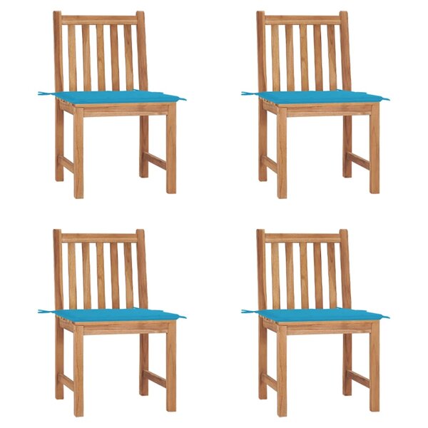 vidaXL Chaises de jardin lot de 4 avec coussins Bois de teck massif