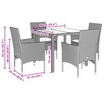 vidaXL Ensemble à manger de jardin et coussins 5 Pièces blanc rotin verre
