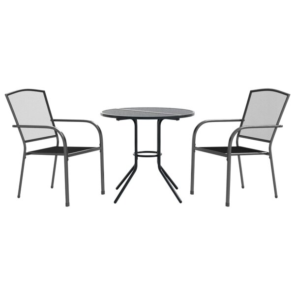 vidaXL Ensemble de chaises de jardin empilables 3 Pièces anthracite