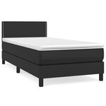 vidaXL Sommier à lattes de lit avec matelas Noir 100x200 cm Similicuir