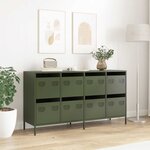 vidaXL Buffet vert olive 135x39x73 5 cm acier laminé à froid