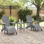 vidaXL Chaise de jardin 3 Pièces Gris clair Polyéthylène