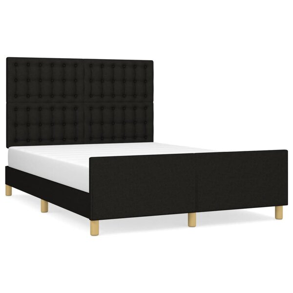 vidaXL Cadre de lit avec tête de lit Noir 140x200 cm Tissu