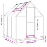 vidaXL Serre avec cadre de base vert 169x169x202 cm aluminium