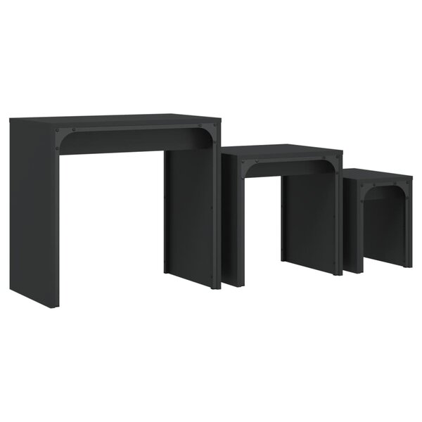 vidaXL Tables basses gigognes 3 Pièces noir bois d'ingénierie