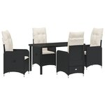 vidaXL Ensemble de jardin 5 pièces avec coussins noirs en poly rotin